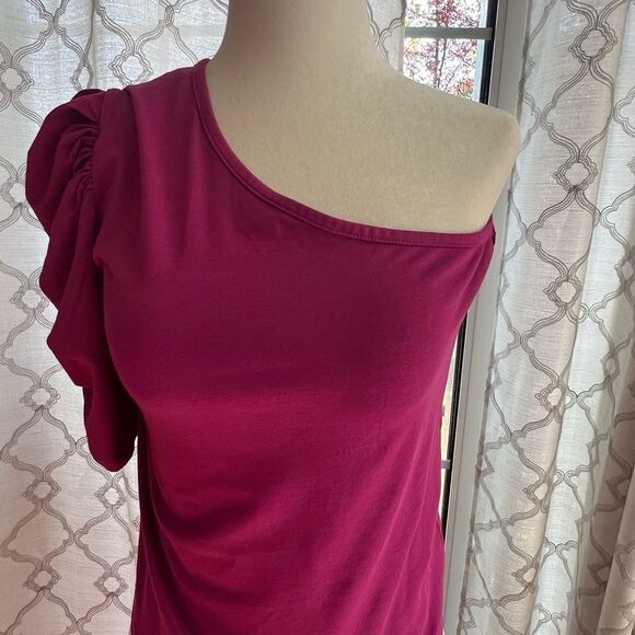nwt Bobi la women's one‎ shoulder rouched sleeve size medium - Picture 2 of 10